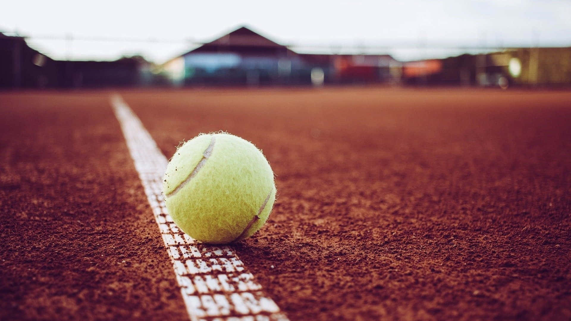 tennis ball, clay court, white line, Full HD Desktop Wallpaper