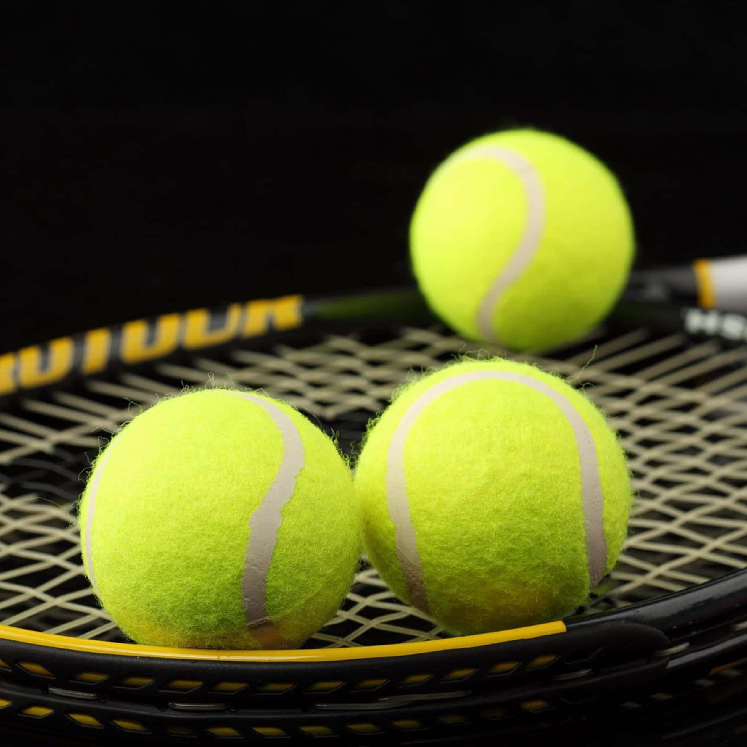 tennis ball, yellow tennis balls, black and yellow racket, Full HD Desktop Wallpaper