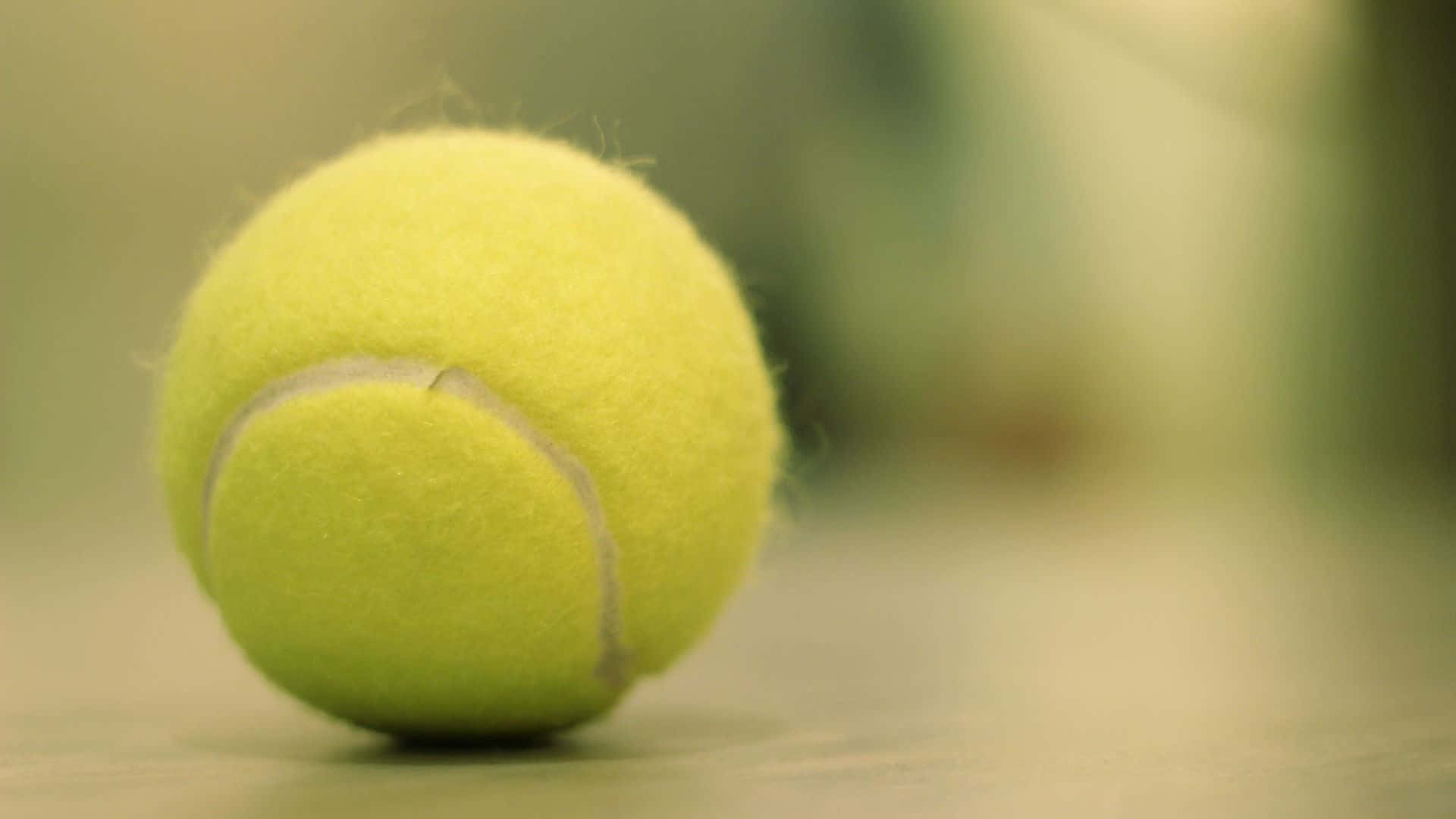 tennis ball, bright yellow, blurred wooden surface, Full HD Desktop Wallpaper