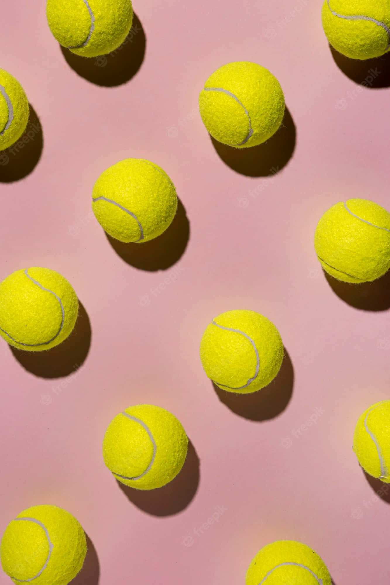 tennis ball, yellow, pink surface, Full HD Phone Wallpaper
