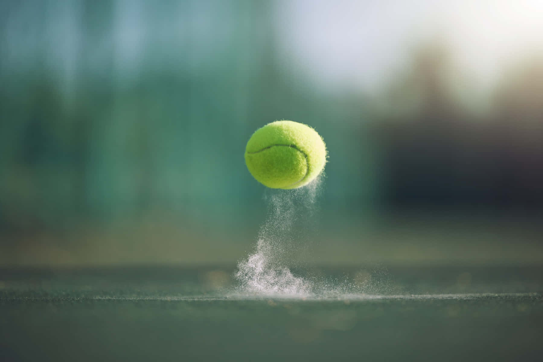 tennis ball, dusty court, bright yellow, HD Desktop Wallpaper