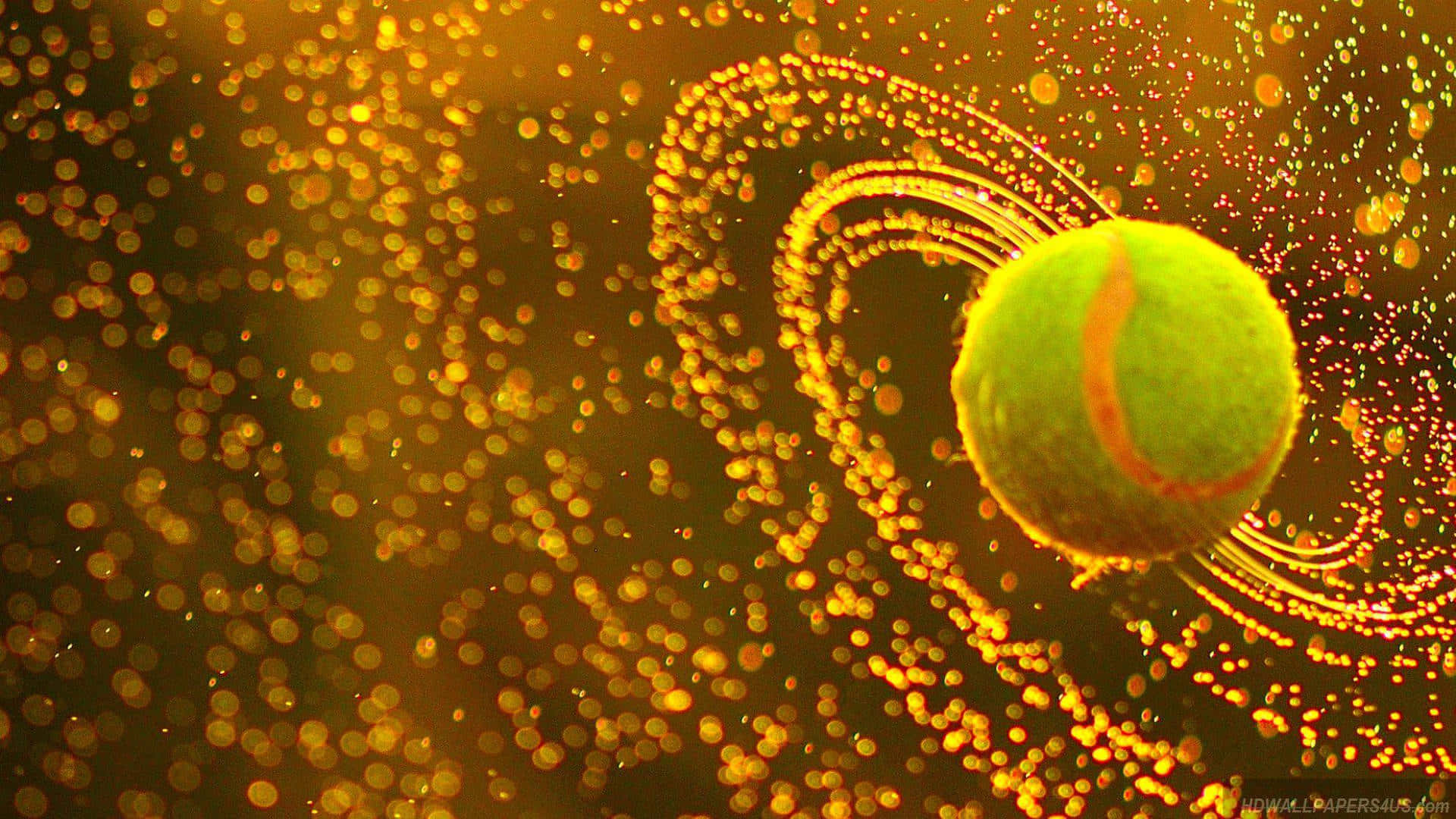 tennis ball, golden particle field, swirling light trails, Full HD Desktop Wallpaper