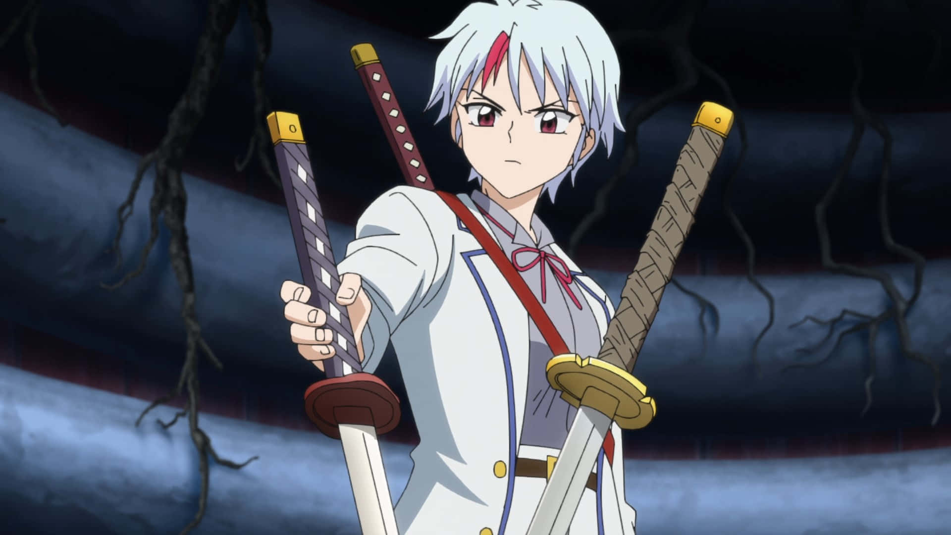 Tenseiga, anime boy, white hair, Full HD Desktop Wallpaper