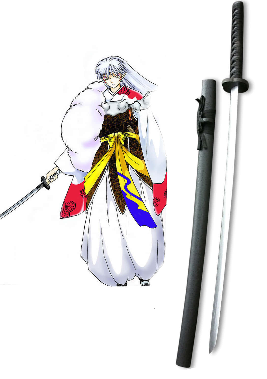 Tenseiga, silver hair, white fur coat, HD Phone Wallpaper