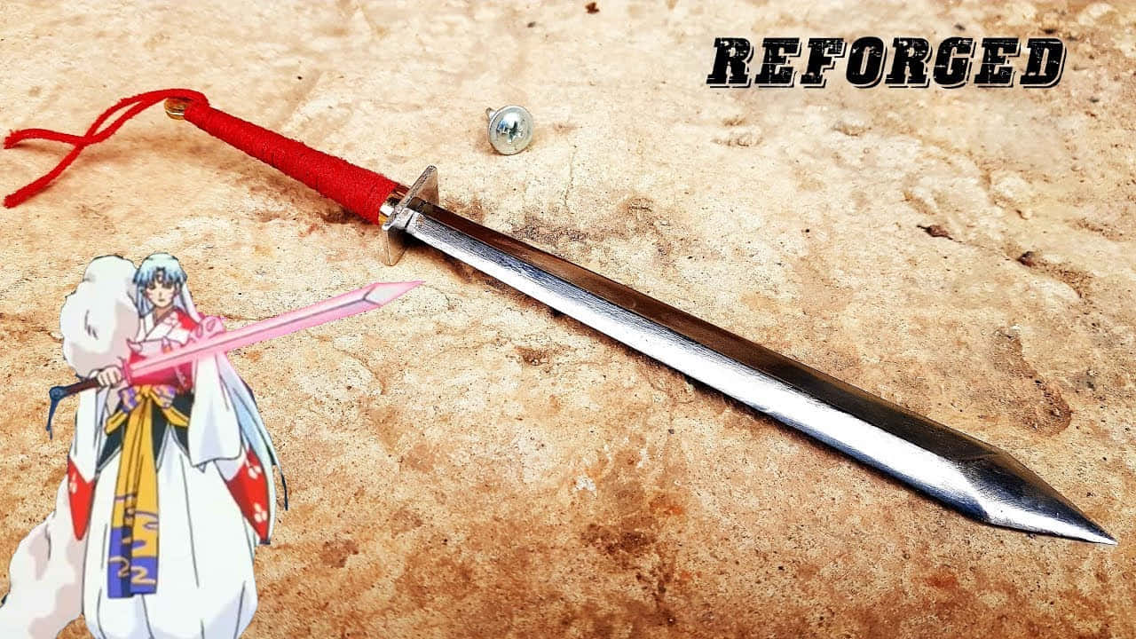 Tenseiga, shiny silver sword, red corded hilt, HD Desktop Wallpaper