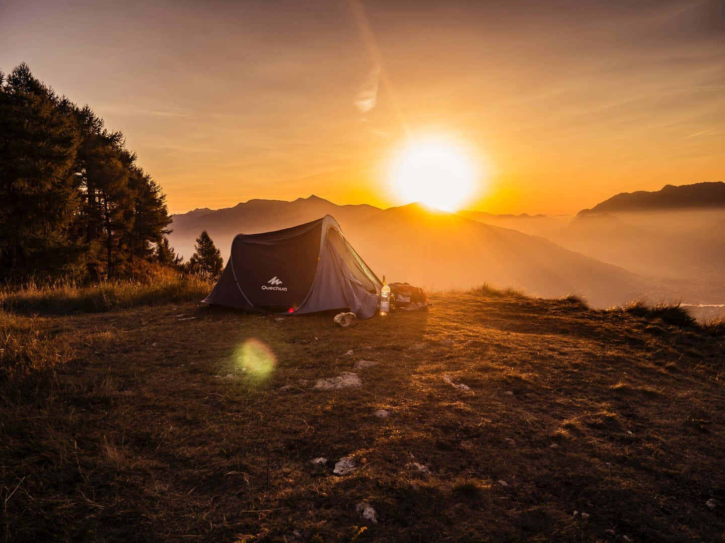 Tent Mountain, sunrise, grassy mountain ridge, HD Desktop Wallpaper