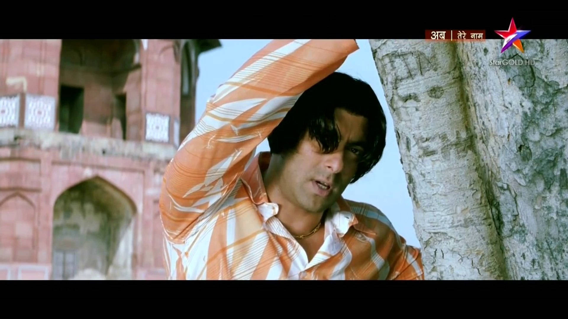 Tere Naam, orange and white striped shirt, tree, Full HD Desktop Wallpaper