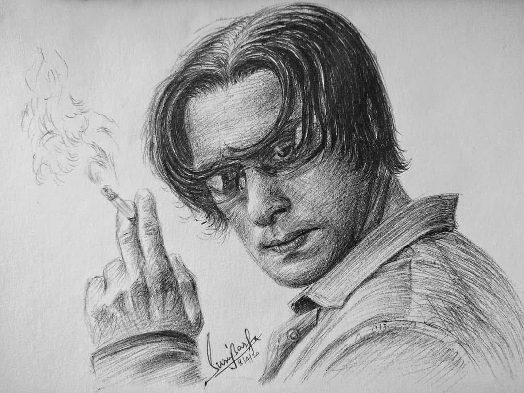 Tere Naam, pencil sketch, man, SD Desktop Wallpaper