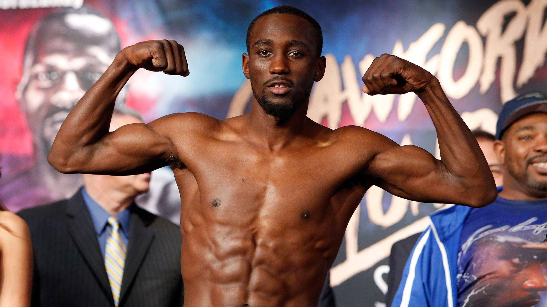 Terence Crawford, black boxer, flexes his arms and torso, Full HD Desktop Wallpaper