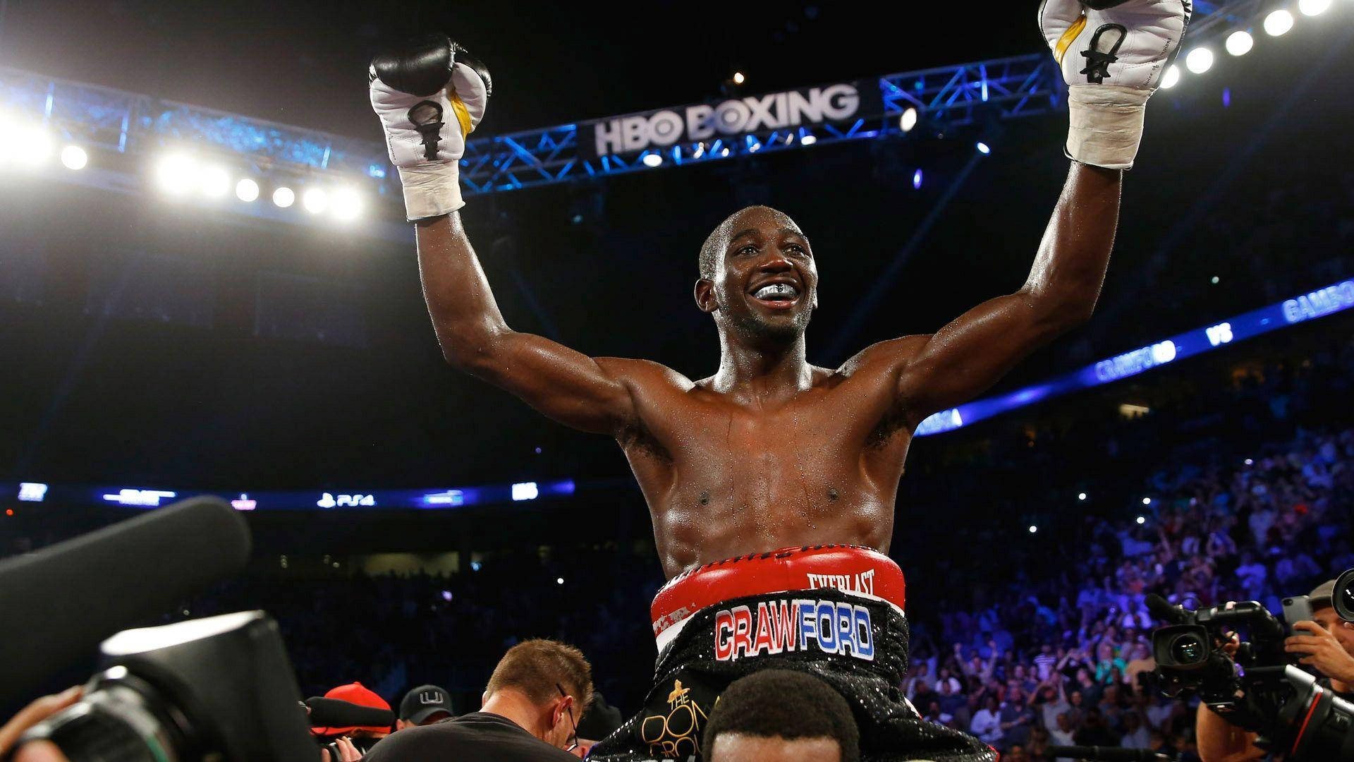 Terence Crawford, gloved fists, bright arena lights, Full HD Desktop Wallpaper