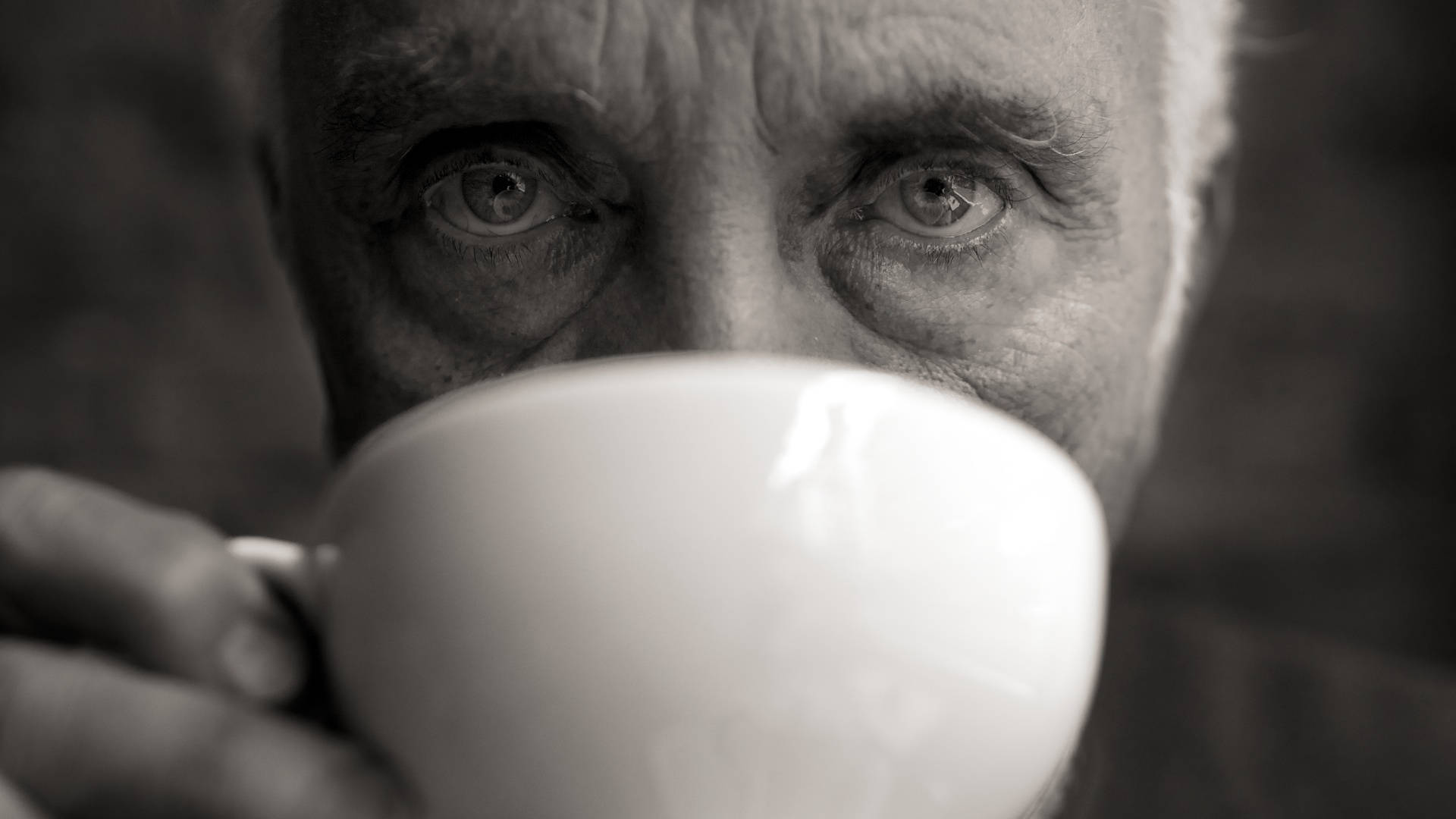 Terence Stamp, black and white, close-up, Full HD Desktop Wallpaper