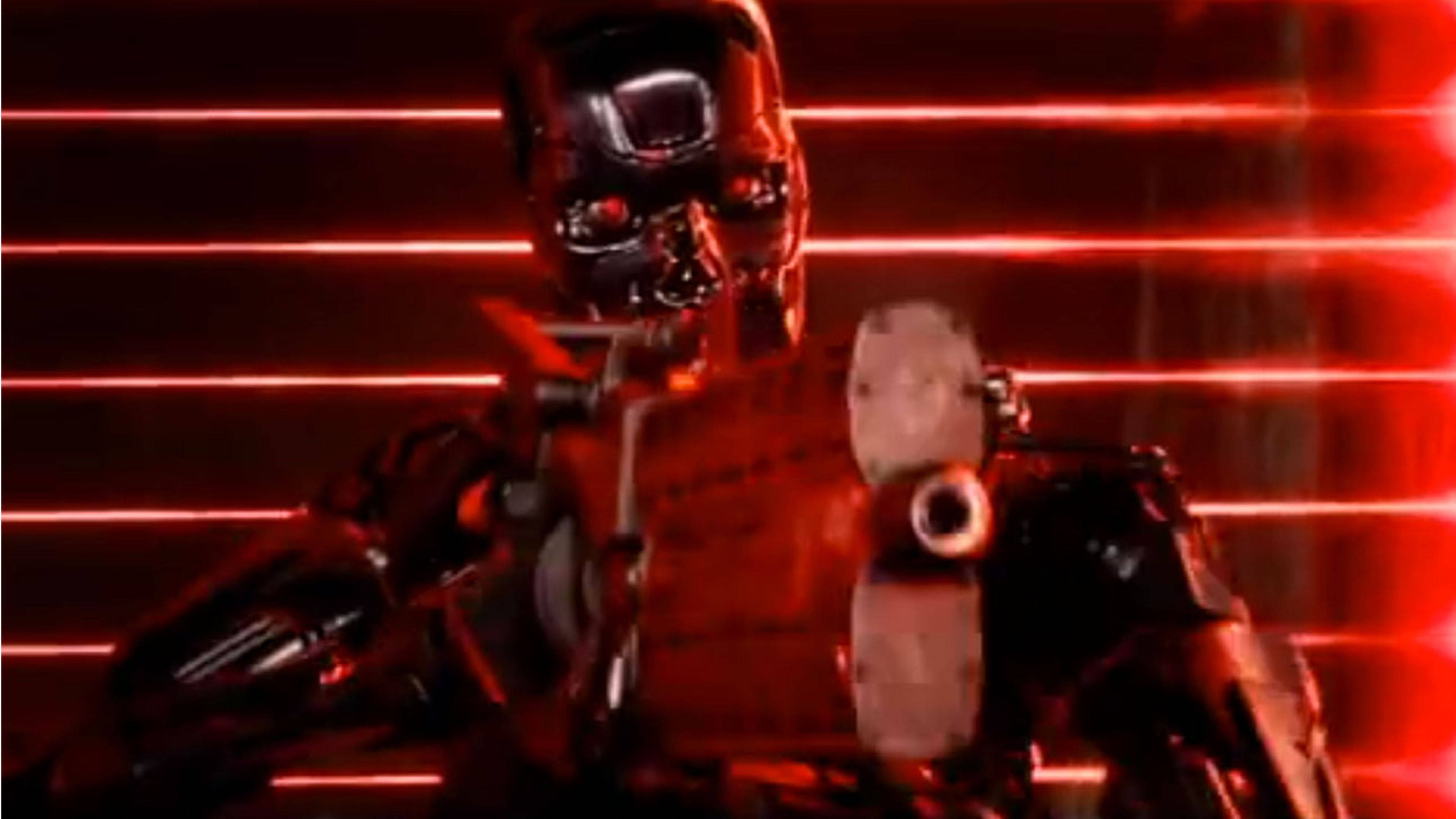Terminator, cyborg, red neon light, 4K Desktop Wallpaper
