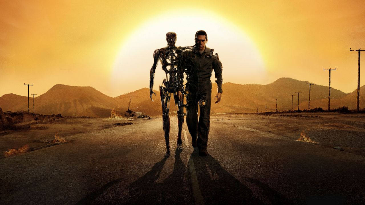 Terminator, 4K resolution, glowing sun, HD Desktop Wallpaper