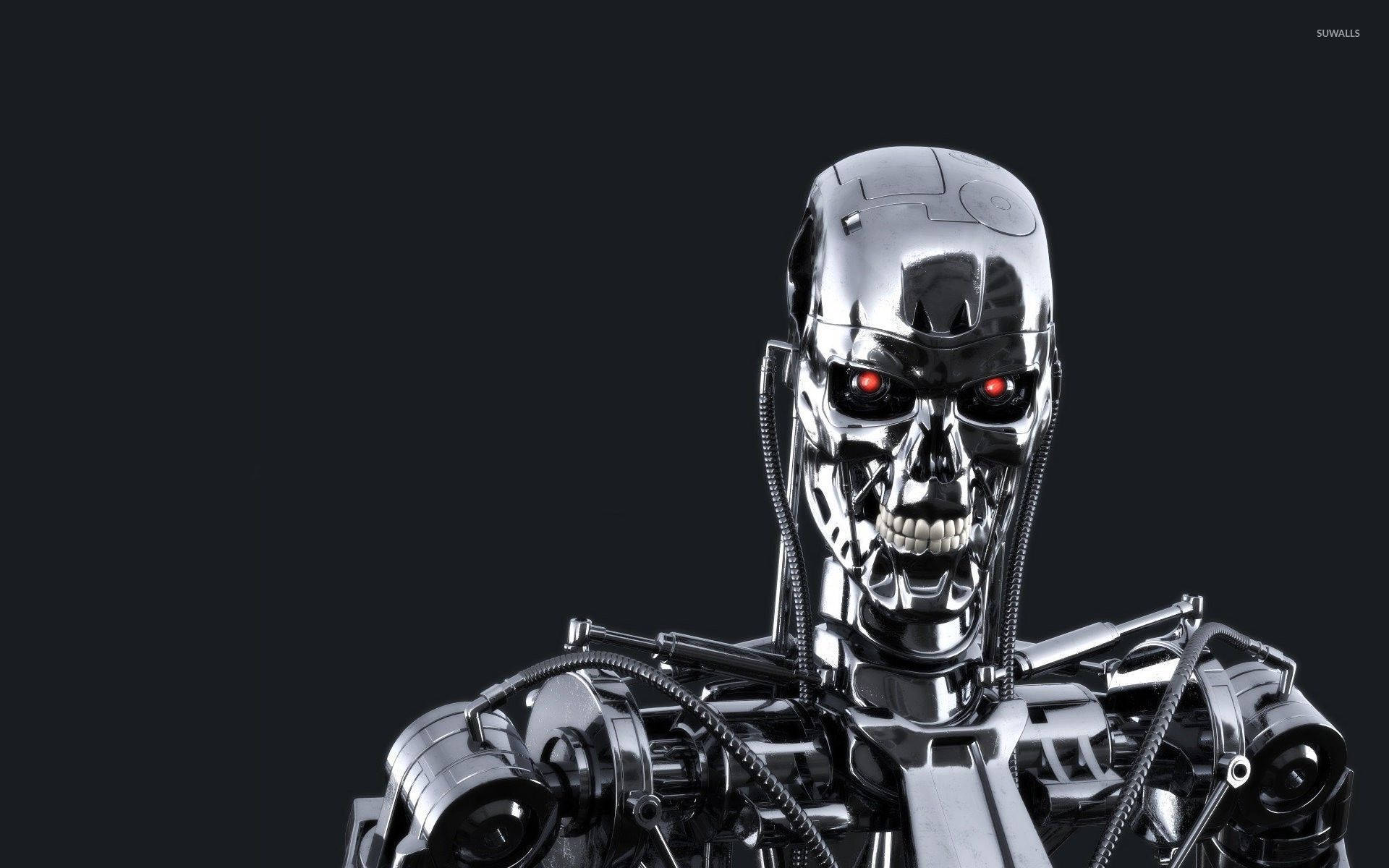 Terminator, silver robot, chrome, Full HD Desktop Wallpaper