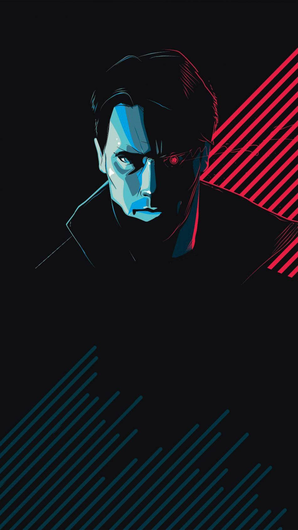 Terminator, glowing blue face, red cybernetic eye, HD Phone Wallpaper