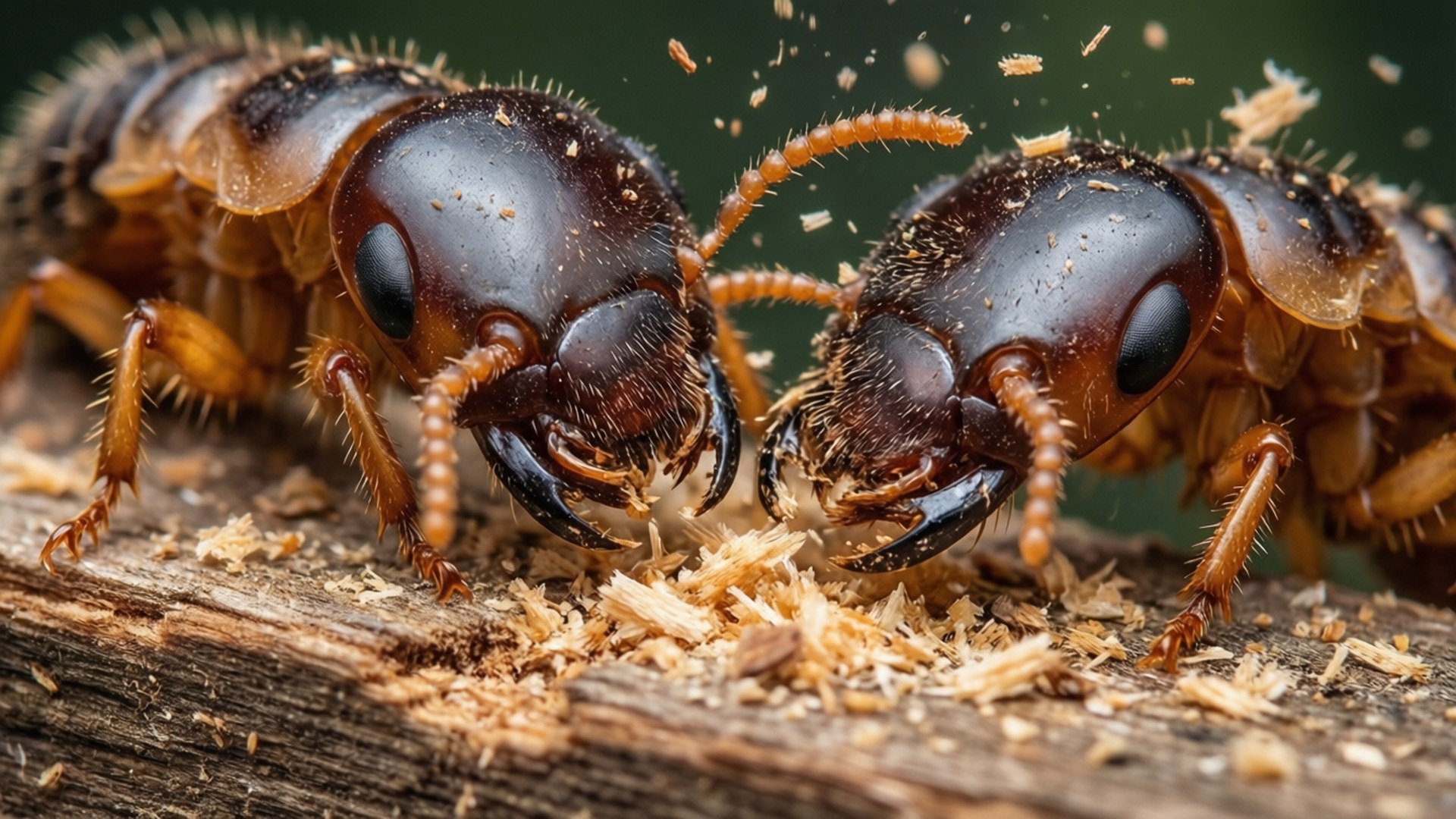 termites, glossy brown exoskeletons, orange antennae, Full HD Desktop Wallpaper