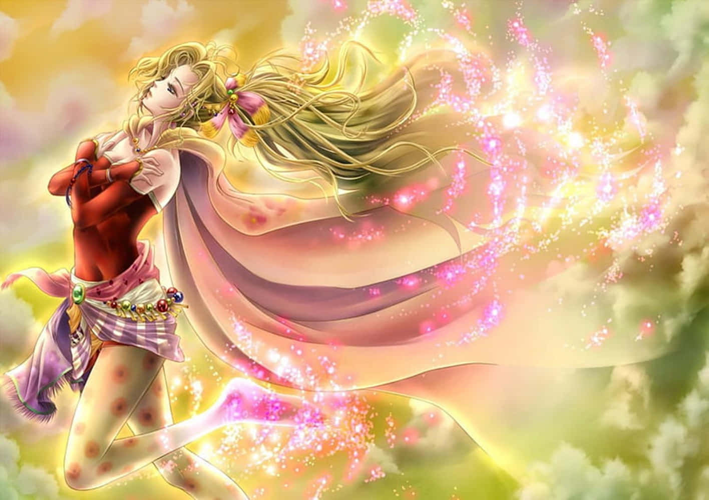 Terra Branford, golden hair, red top, HD Desktop Wallpaper