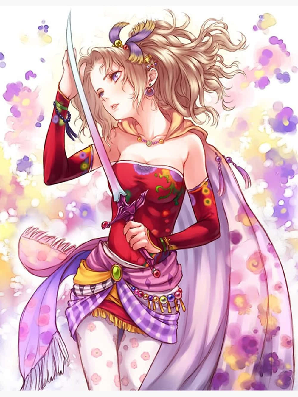 Terra Branford, magical form, red and purple attire, HD Phone Wallpaper