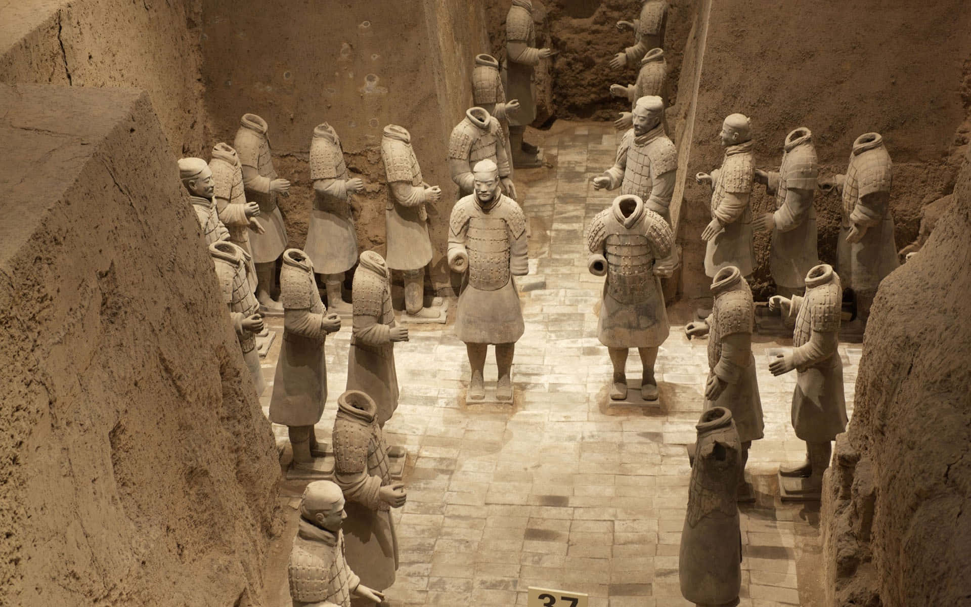 Terracotta Warriors, museum china, earthy excavation chamber, Full HD Desktop Wallpaper