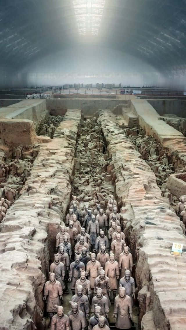 Terracotta Warriors, rows of ancient terracotta warriors, formation, SD Phone Wallpaper