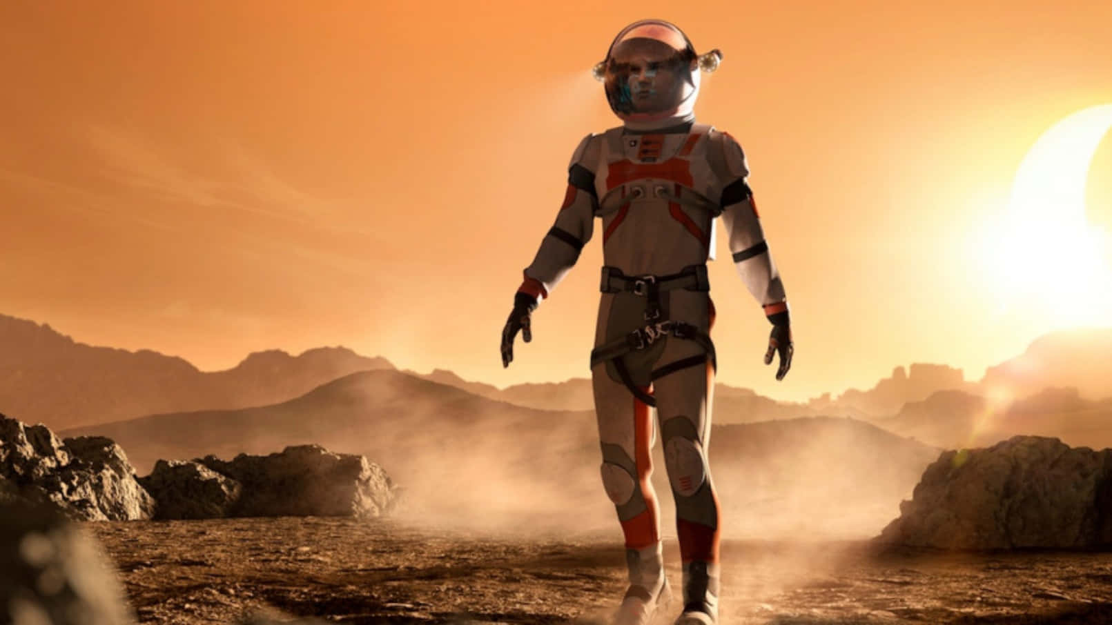 Terraforming, astronaut, dusty terrain, HD Desktop Wallpaper
