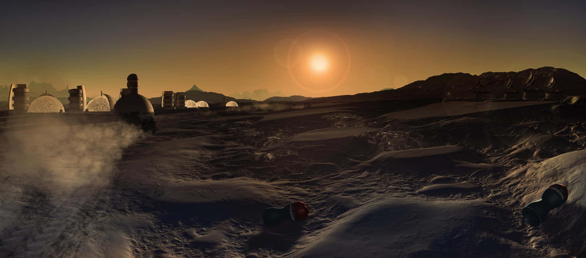 Terraforming 2039, dome colony, barren alien planet, Full HD Desktop Wallpaper