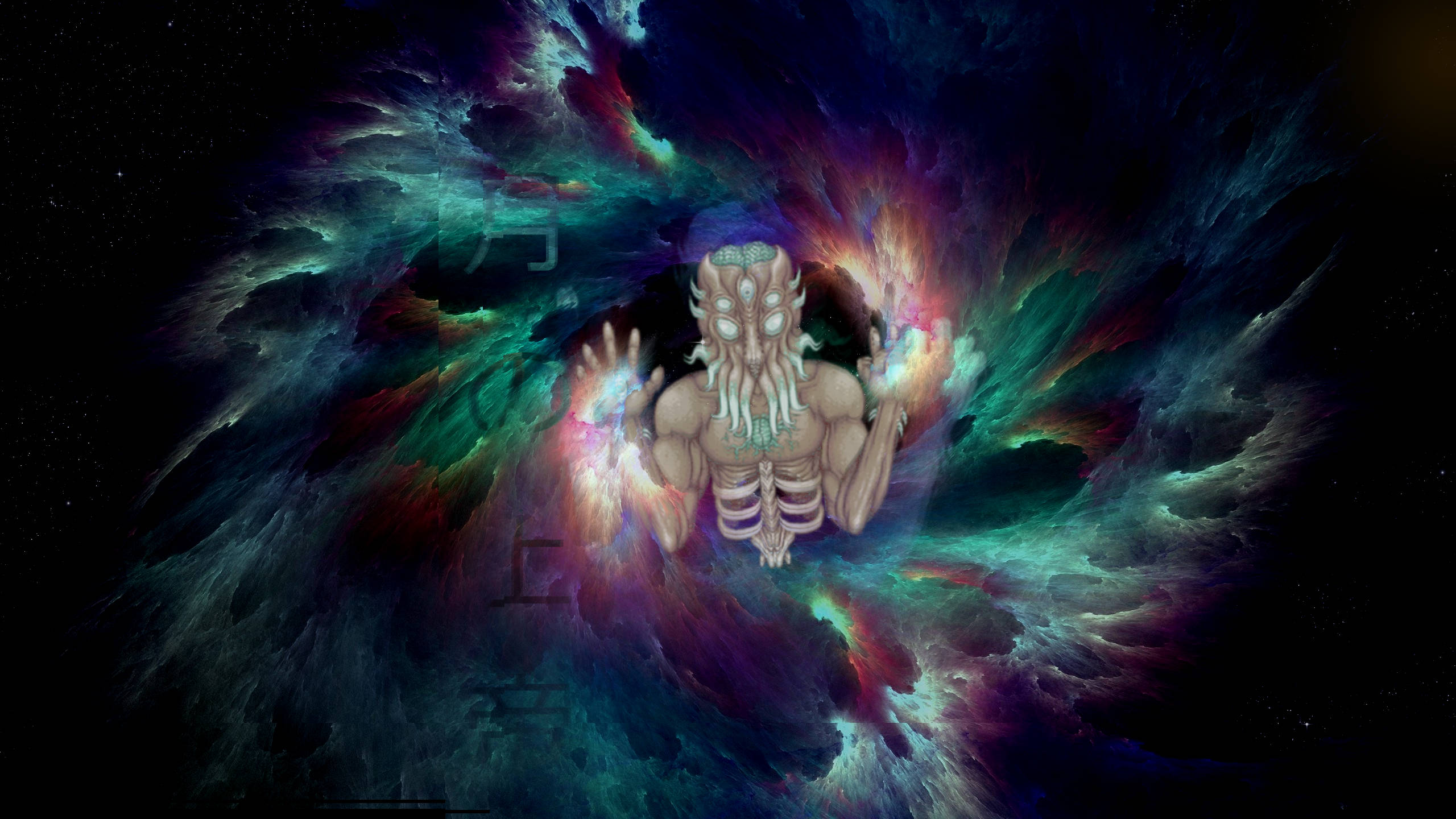 Terraria Moon Lord, teal purple, crimson, 2K Desktop Wallpaper