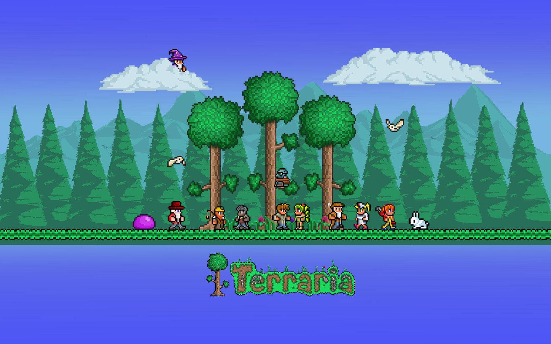 Terraria, Moon Lord, forest clearing, Full HD Desktop Wallpaper