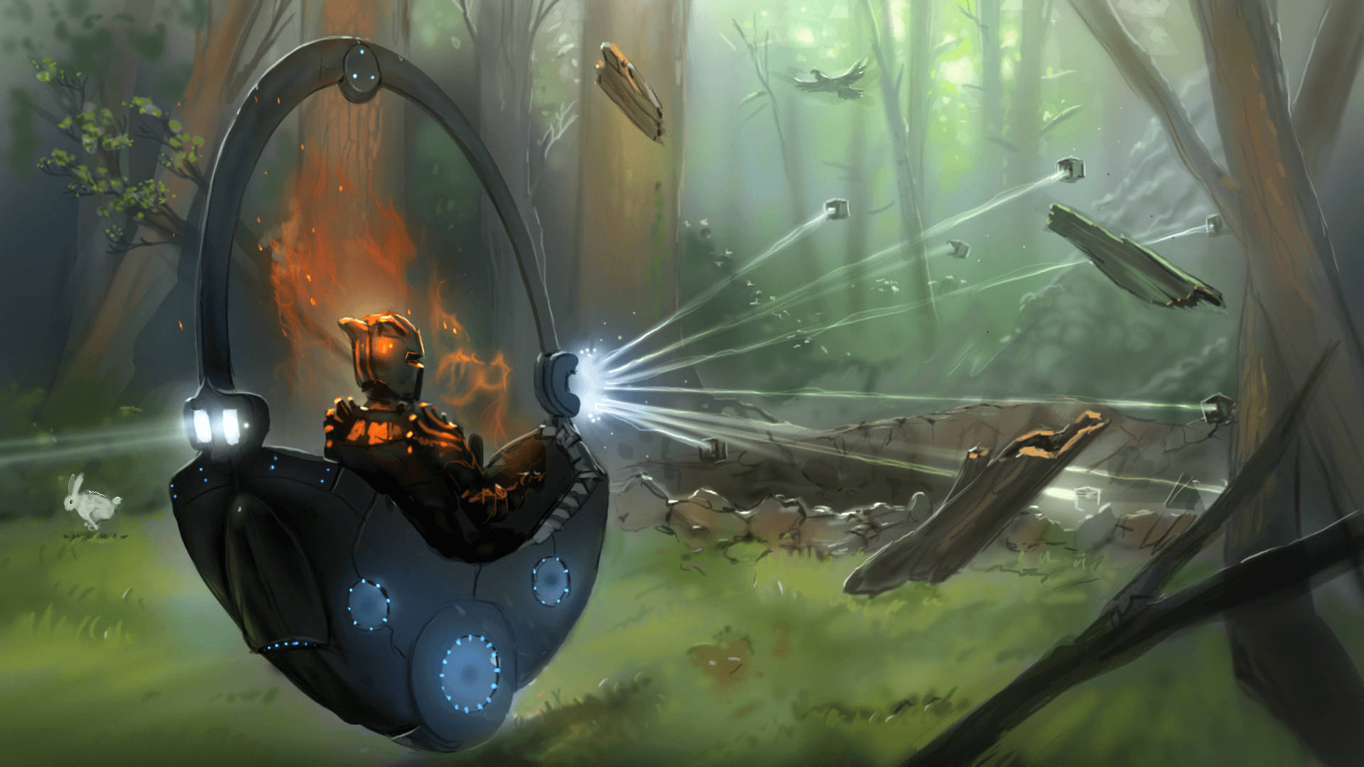 Terraria Moon Lord, laser, glowing pod, Full HD Desktop Wallpaper