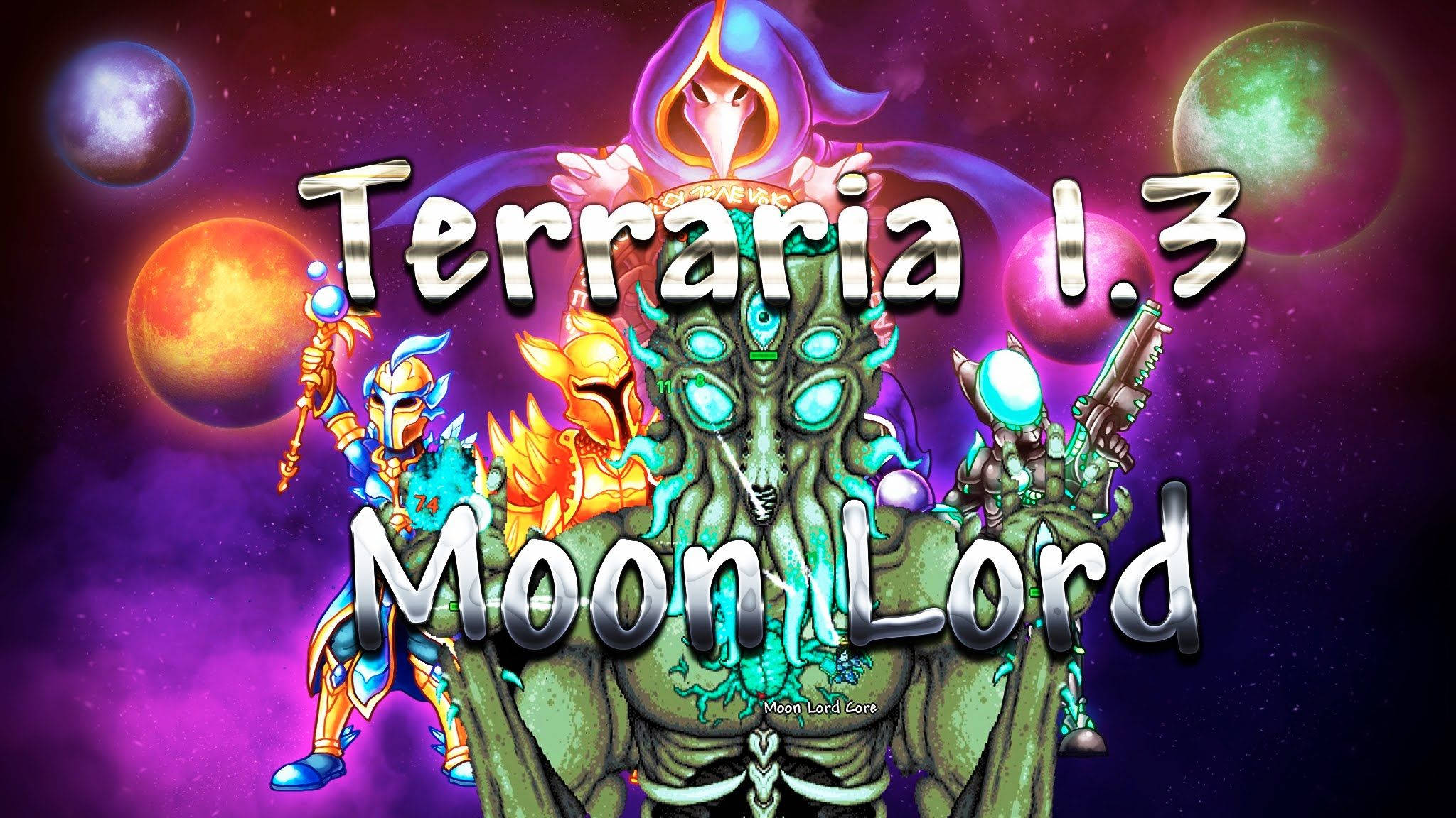 Terraria Moon Lord, 1.3, cosmic battle scene, Full HD Desktop Wallpaper