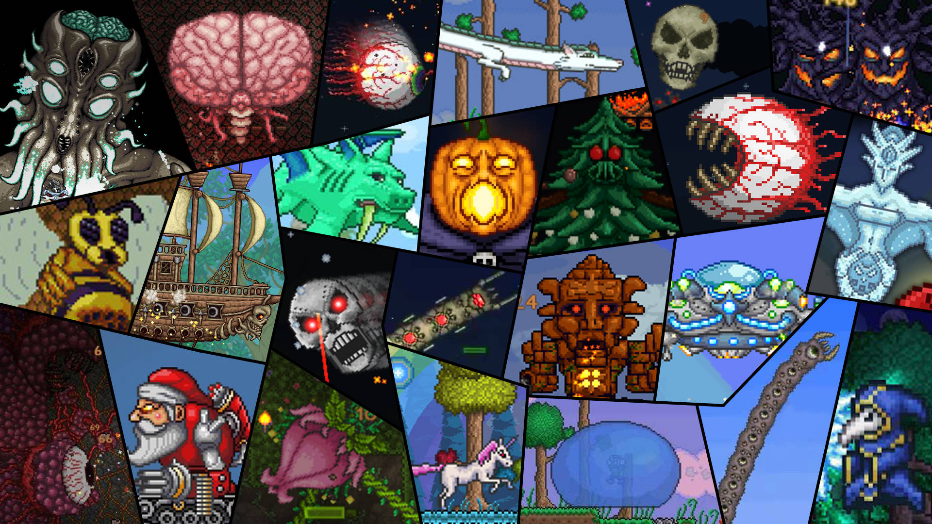 Terraria, Moon Lord, pixel art, Full HD Desktop Wallpaper