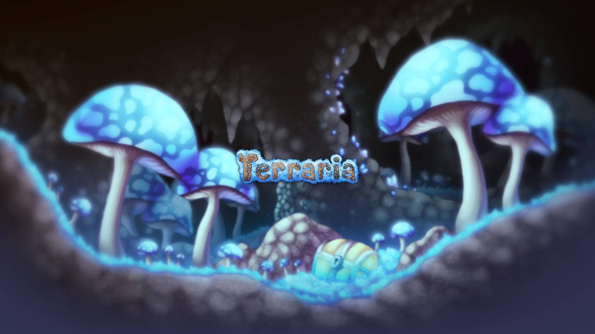 glowing blue mushrooms, white spots, dark cave, Full HD Desktop Wallpaper