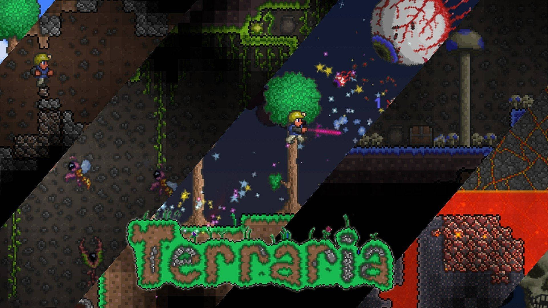 Terraria, biomes, underground caves, Full HD Desktop Wallpaper