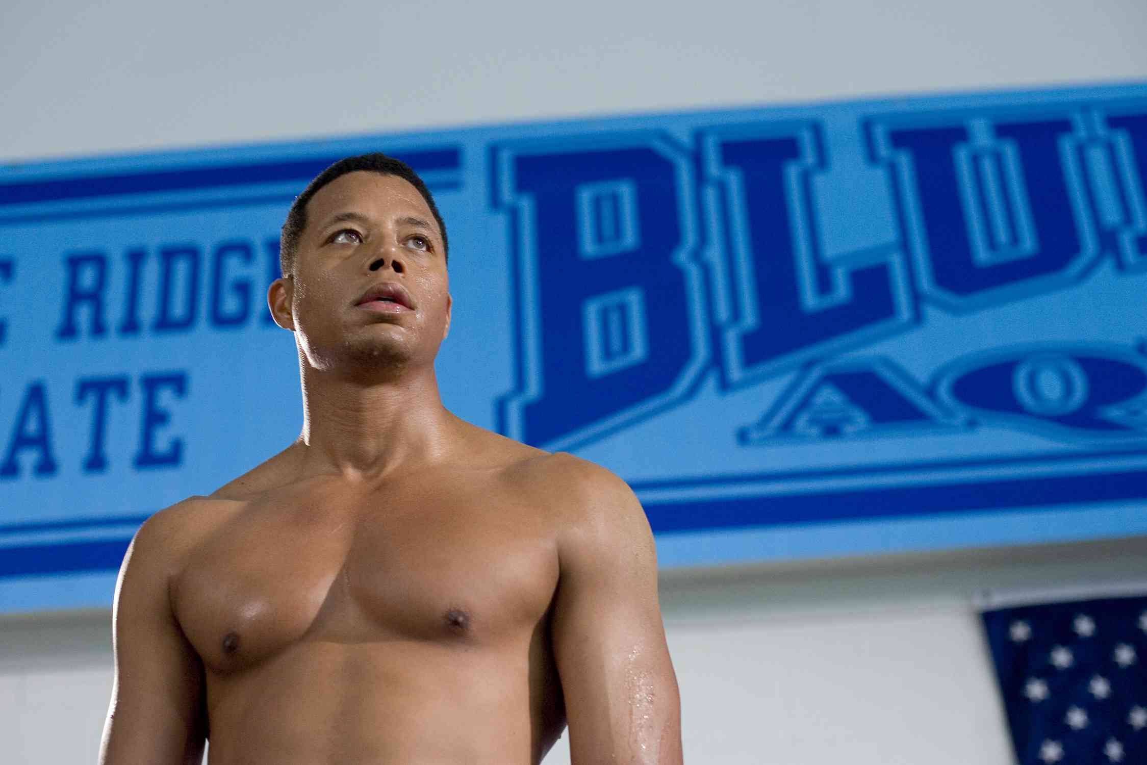 Terrence Howard, blue 'BLUE RIDGE STATE' banner, gym, Full HD Desktop Wallpaper