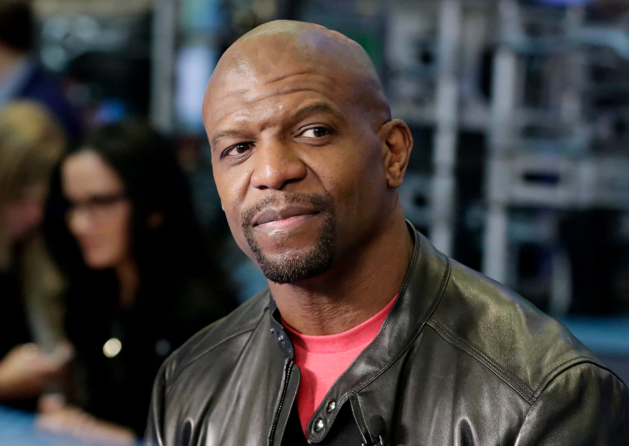 Terry Crews, black leather jacket, pink shirt, Full HD Desktop Wallpaper