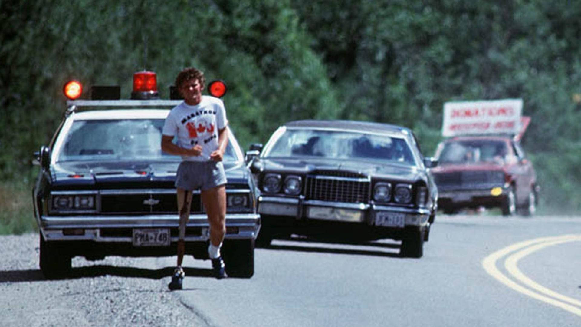 Terry Fox, prosthetic leg, police car, Full HD Desktop Wallpaper
