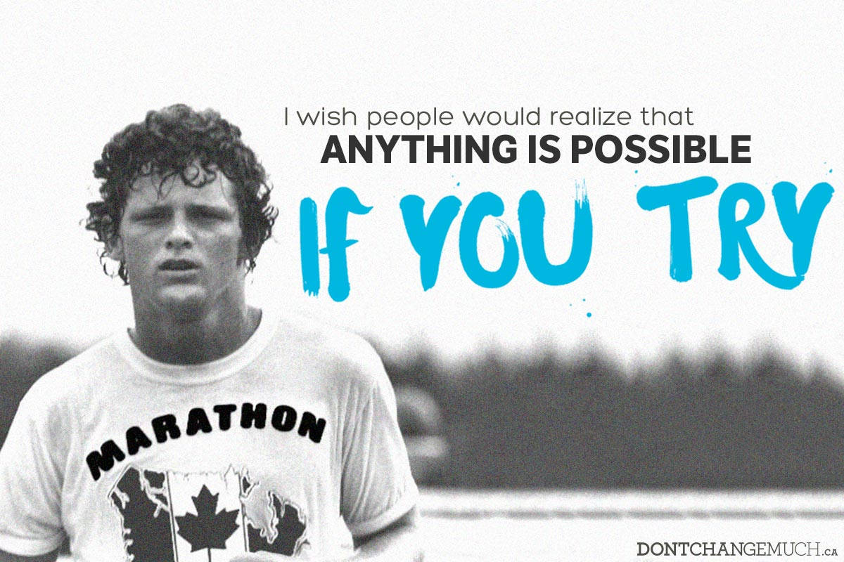 Terry Fox, marathon t-shirt, bold blue text, SD Desktop Wallpaper
