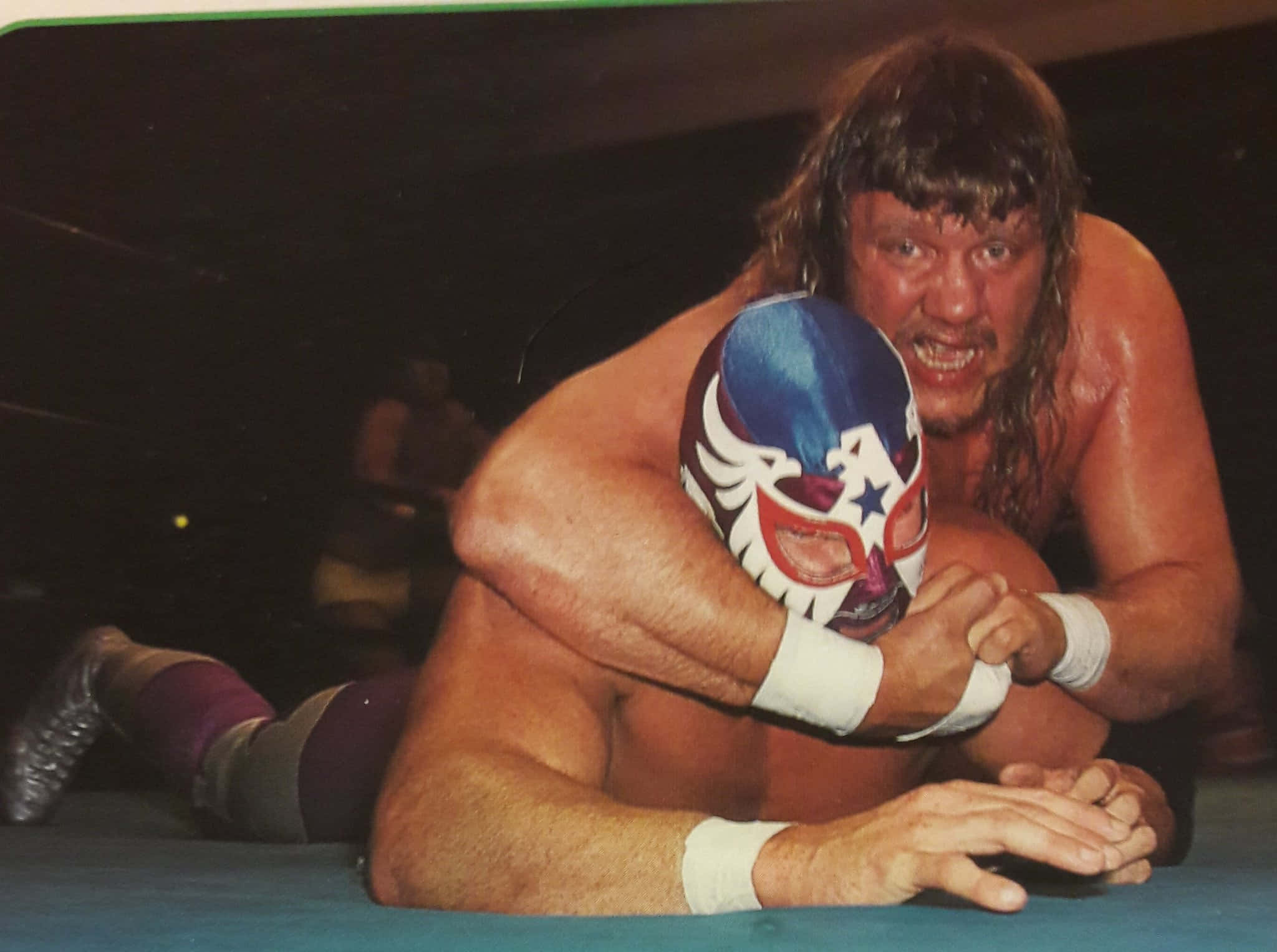 Terry Gordy, blue white and red mask, long hair, Full HD Desktop Wallpaper