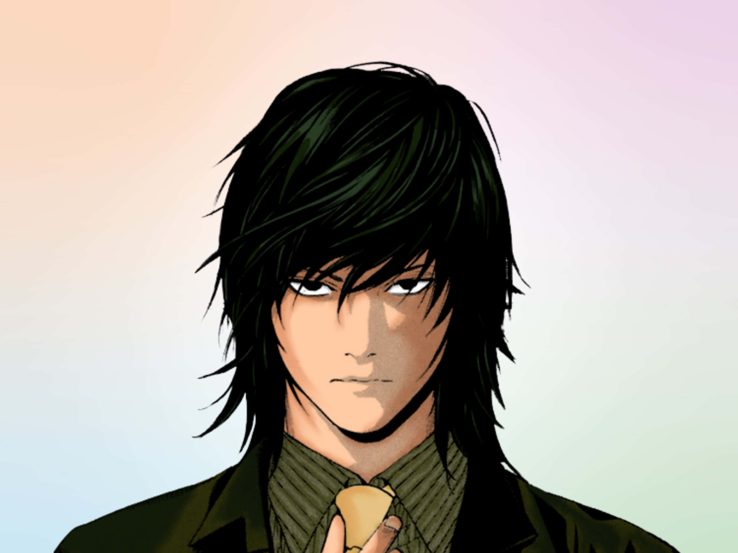 Teru Mikami, anime male, dark hair, 2K Desktop Wallpaper