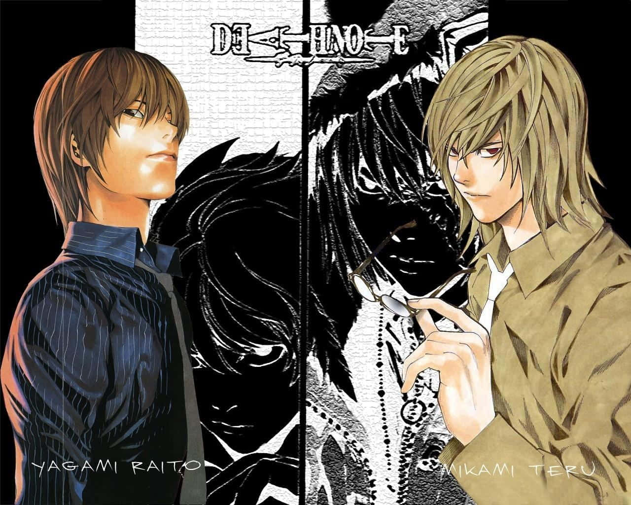Teru Mikami, black-and-white shadow figure, split screen, HD Desktop Wallpaper