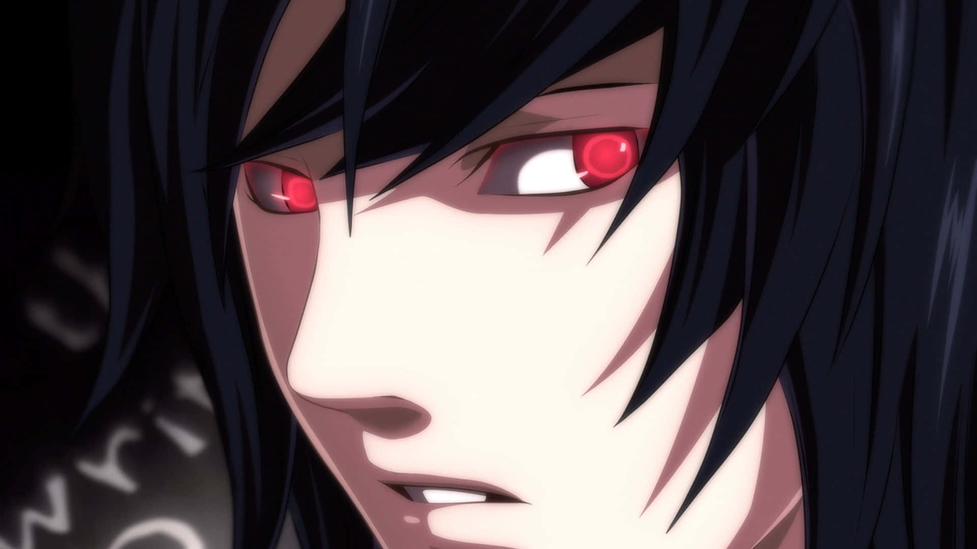 Teru Mikami, glowing red eyes, dark hair, Full HD Desktop Wallpaper