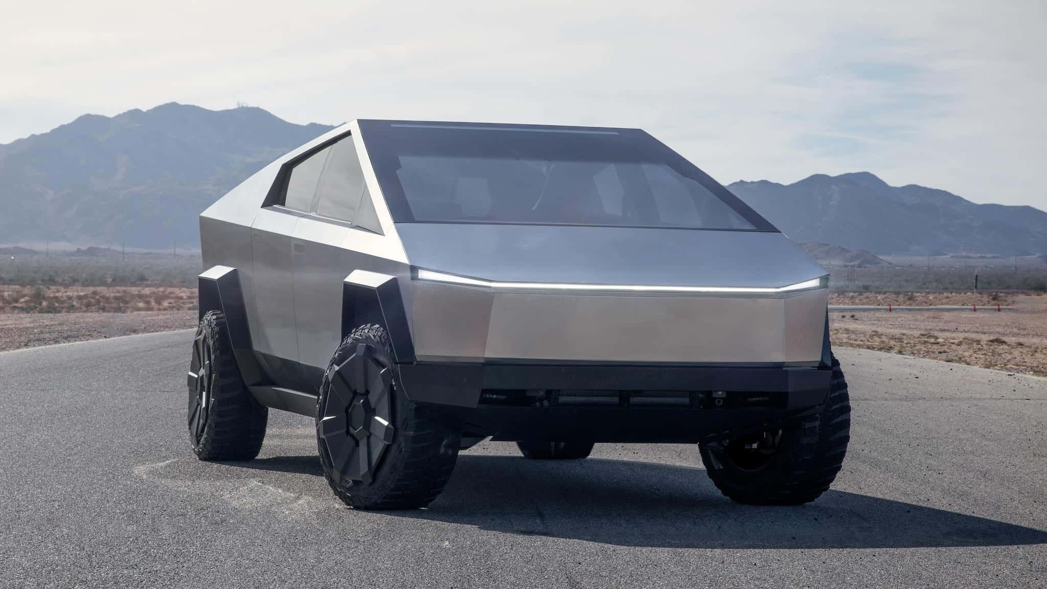 Tesla Cybertruck, silver, angular design, Full HD Desktop Wallpaper