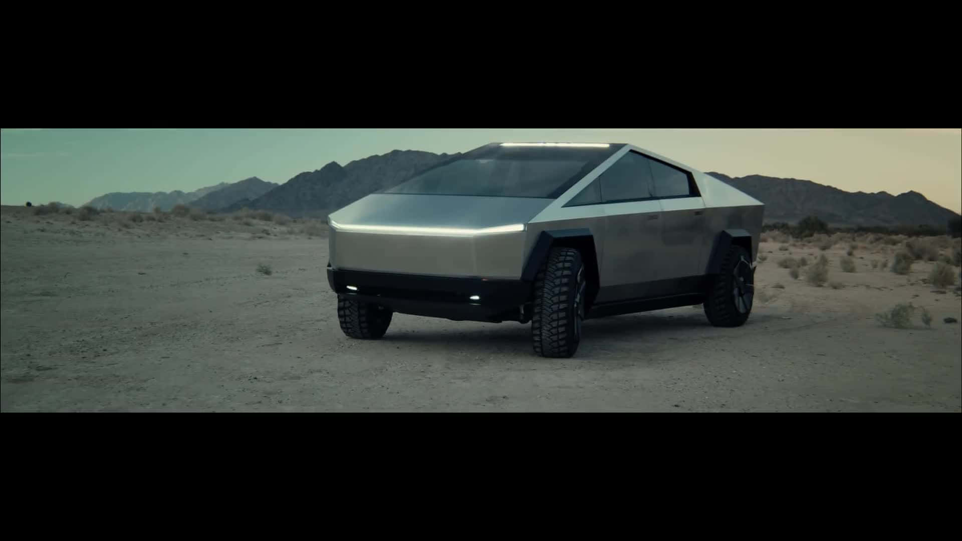 Tesla Cybertruck, silver, barren desert, Full HD Desktop Wallpaper