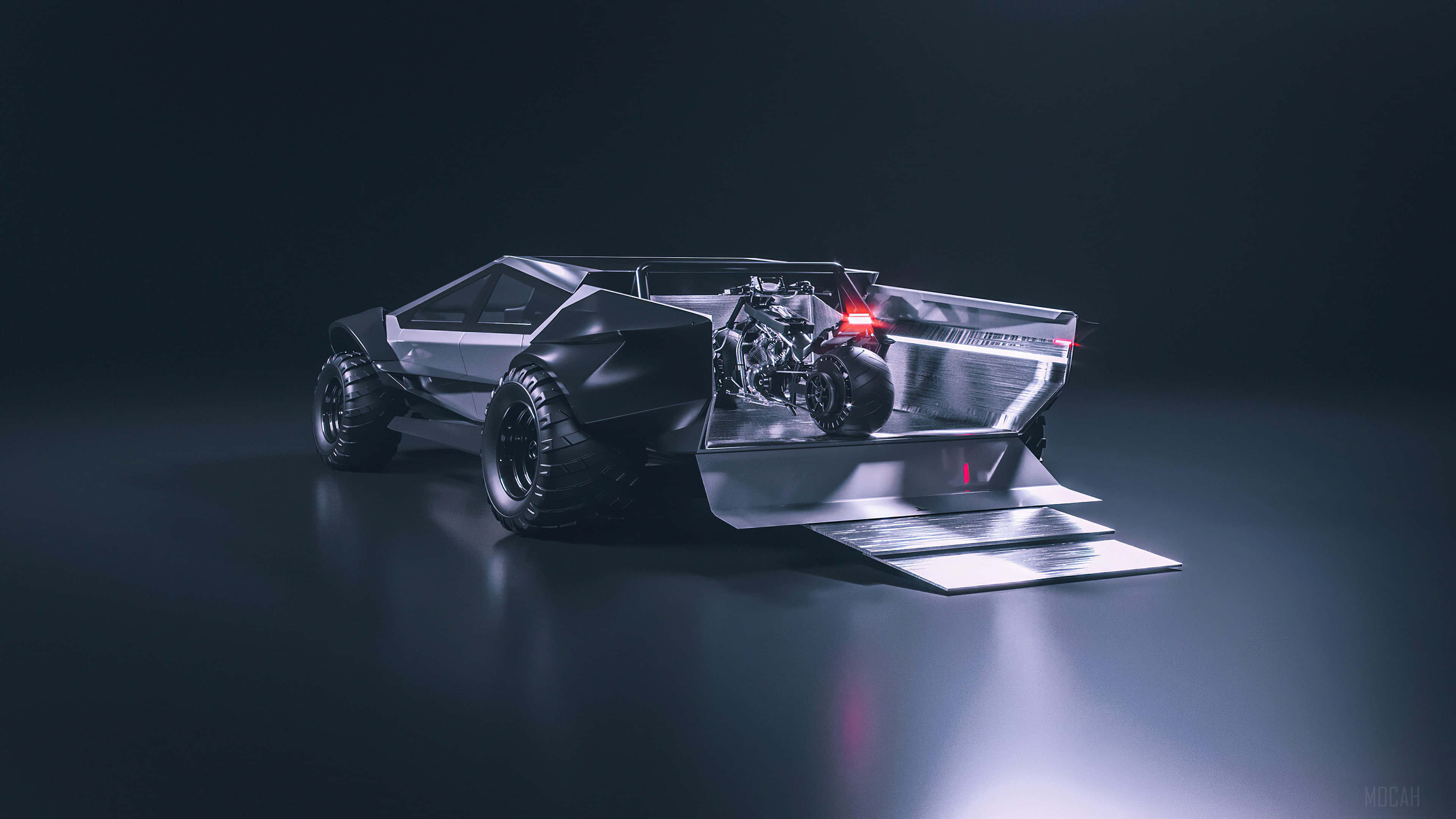 Tesla Cybertruck, futuristic design, black, 4K Desktop Wallpaper
