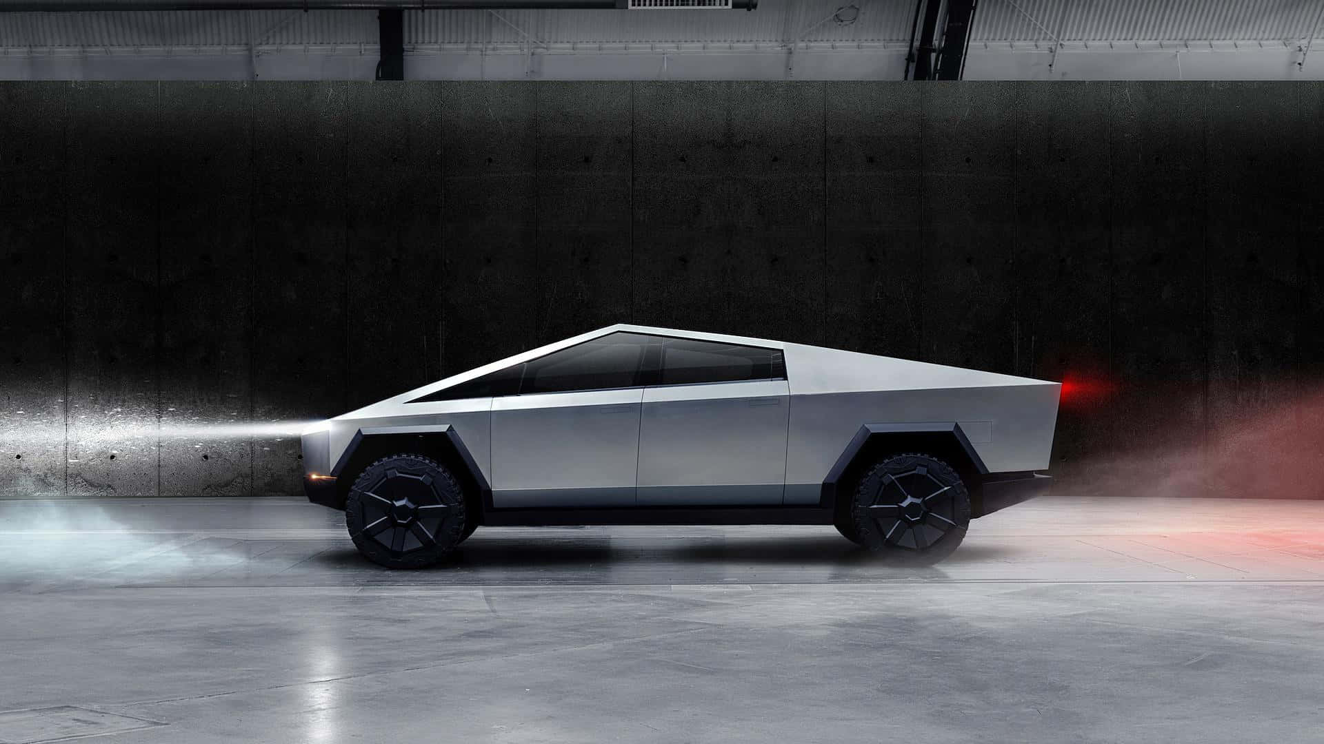 Tesla Cybertruck, silver, sharp angular lines, Full HD Desktop Wallpaper