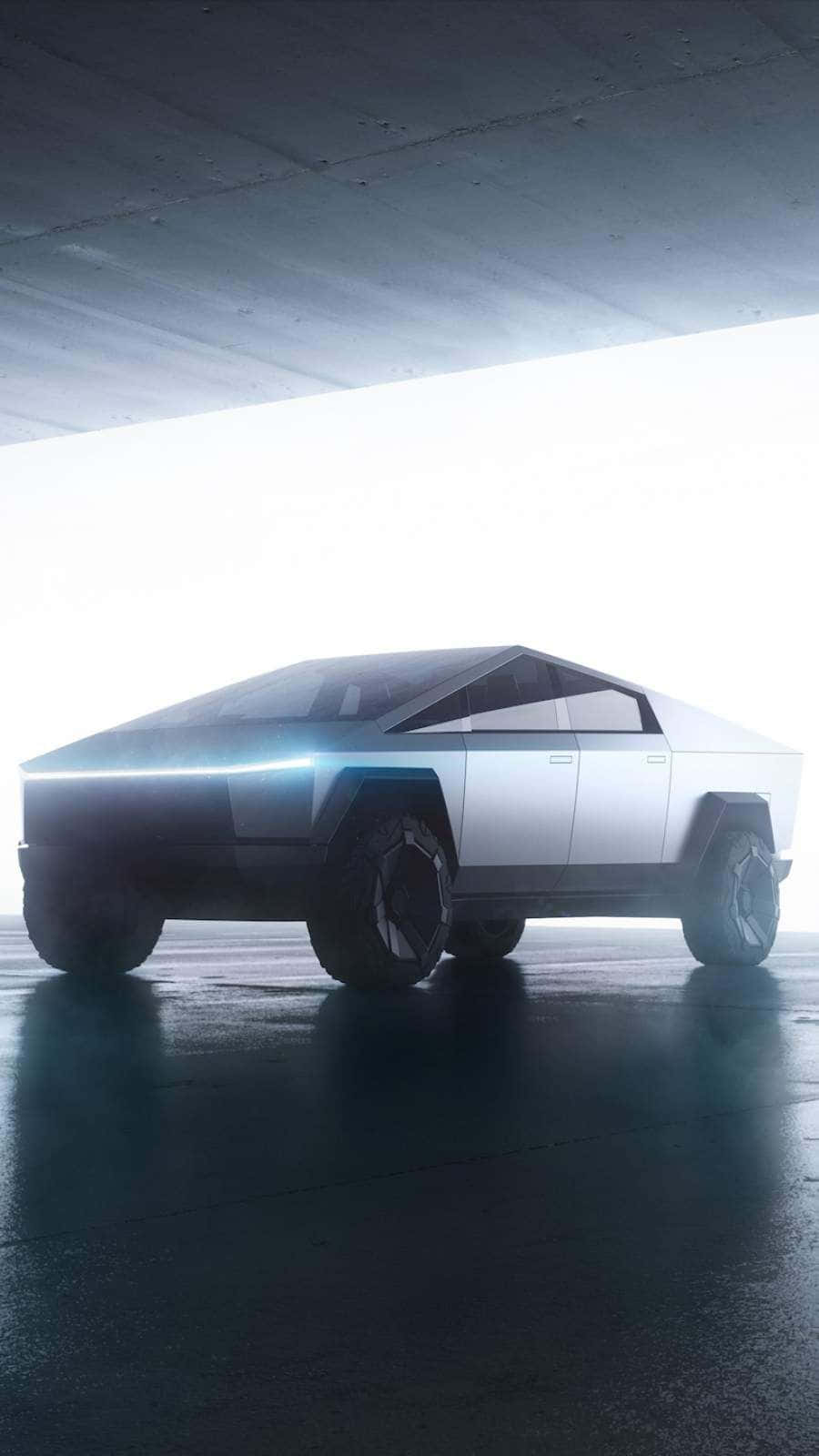 Tesla Cybertruck, silver, concrete overpass, HD Phone Wallpaper