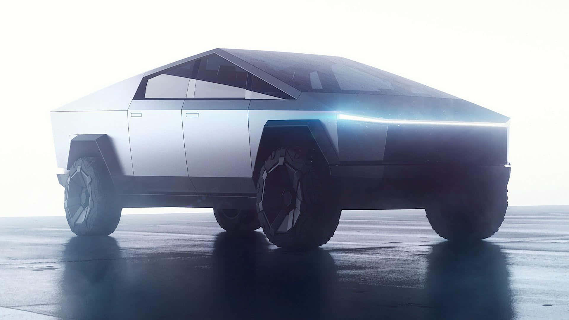 Tesla Cybertruck, silver, angular lines, Full HD Desktop Wallpaper