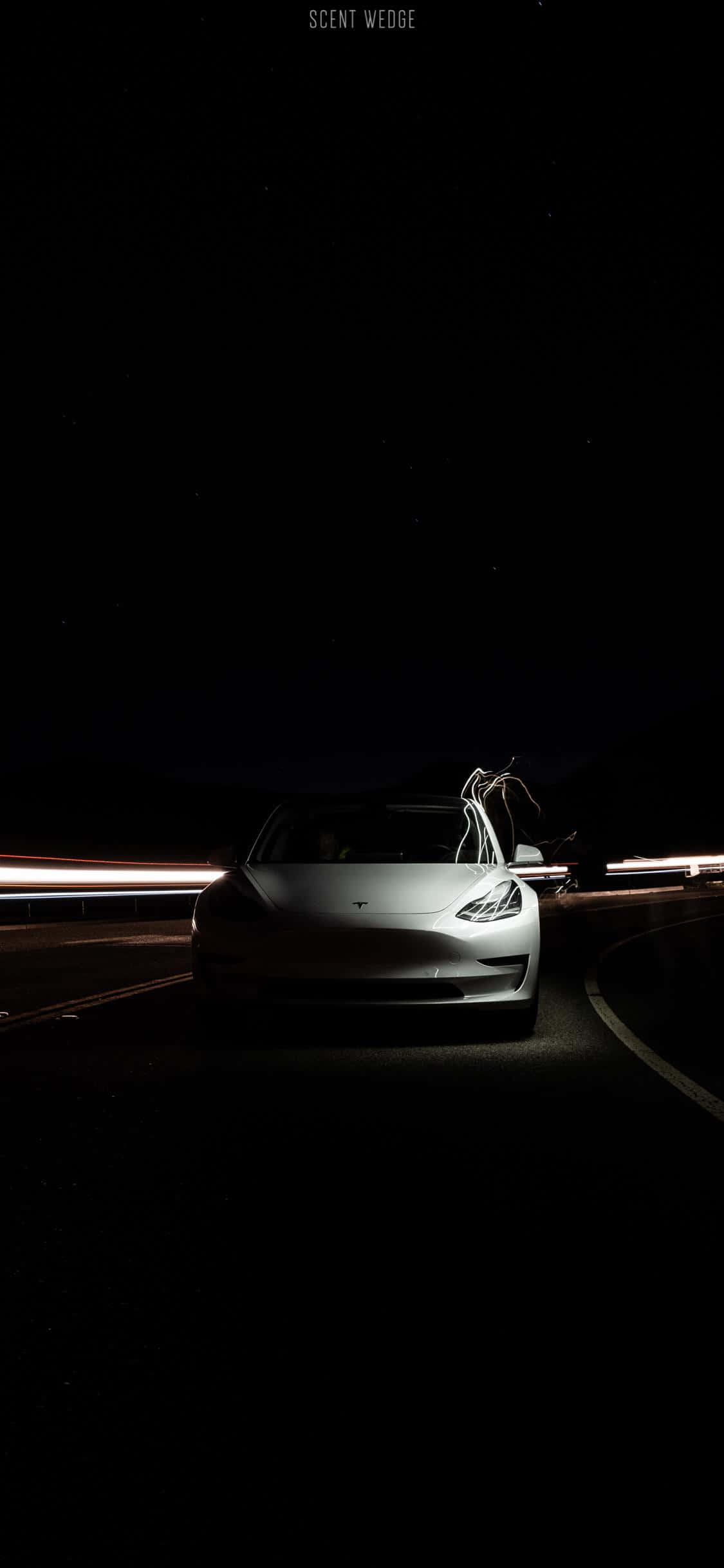 Tesla, iPhone, starry night sky, Full HD Phone Wallpaper