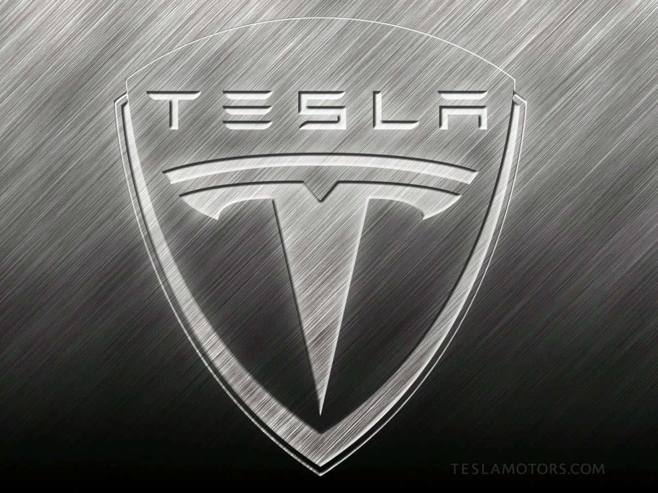 Tesla, logo, brushed metal, HD Desktop Wallpaper