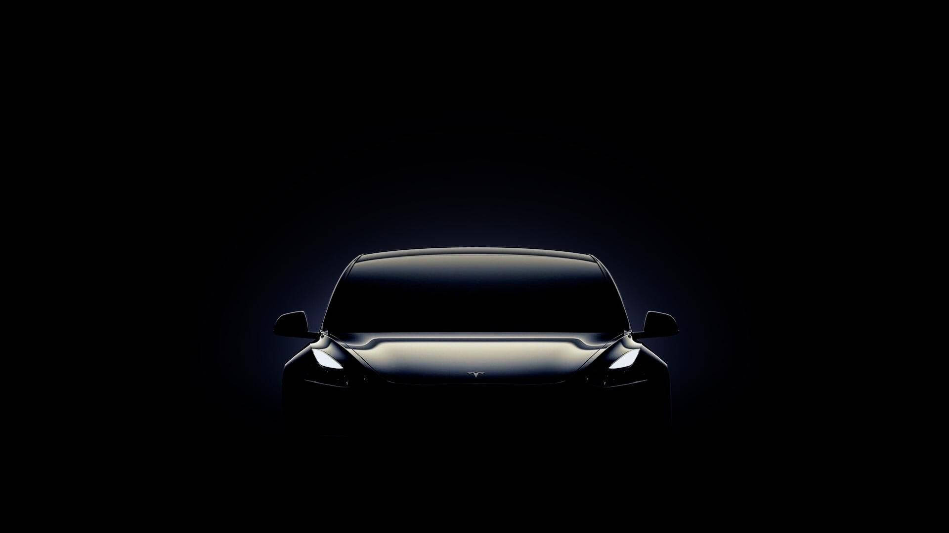 Tesla Model 3, black, blue lighting, Full HD Desktop Wallpaper